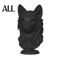 Wolf Head Art Piece 3D Printed Figurine, Realistic Statue with Round Modern Decor Base, Wild Animal Sculpture for Home Office Bookshelf Durable gray