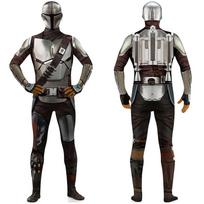 SW The Mandalorian Jumpsuit 3D Bodysuit su galvos apdangalu Cosplay kostiumas Helovino kaukės šventės Pasipuošimo drabužiai suaugusiems ir vaikams 120CM gray