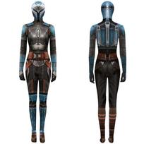 SW The Mandalorian Jumpsuit 3D Bodysuit su galvos apdangalu Cosplay kostiumas Helovino kaukės šventės Pasipuošimo drabužiai suaugusiems ir vaikams 140CM black