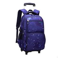 3 vnt. laiptais lipantis vežimėlis Mokyklinė kuprinė Ilgalaikis elementas Ratinė kuprinė Dark Blue Starry 2-wheel