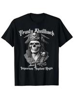 180g 100% Cotton Crew Neck T-Shirt with Pirate Skull Design, Single-Sided Print M gray