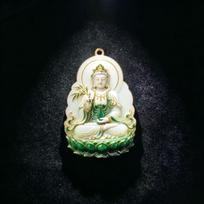 Jade Lotus Buddha Pendant Necklace: Guanyin Silver Bodhisattva Blessing & Protection with Sunflower Seed Chain - Perfect Gift for Elders & Family. black