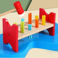 Montessori Wooden Hammer Toy Children Fine Motor Training Sensory Game Color Cognition Set Educational Toy For Autistic Children blue