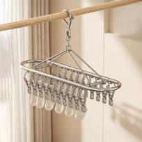 Multi-use Stainless Steel Laundry Drying Rack 10/20/30 Windproof Clips Rustproof for Sock Towel Lingerie Drying 20 Windproof Clips beige