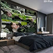 Billie Eilish Custom Name Wall Tapestry Aesthetic Wall Hanging Printed Fabric Blanket Decorative Tapestries for Bedroom Living Room Home Decor 180cm x 230cm