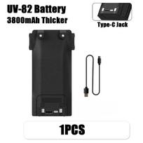 Baofeng UV-82 Battery Pack Type-C Charge 2800mah 3800mAh 4200mAh Li-ion Rechargeable DC 7.4 BL-8 UV-8D UV-82HP Radio Accessories 1-3800 Thicker-1Clip