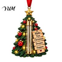 Creative Stocking Stuffer Holder Christmas Money Ornament for Tree, Acrylic Cash Gift Decoration with Red Decorative Presentation Box Ribbon, Surprise C