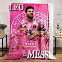 Messi Inter Miami Pink Themed Design Warm blanket Flannel blanket for bedroom, living room, sofa, and nap sofas 150x200cm(59*78in)
