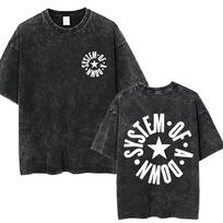Washed Vintage Rock Band System of A Down Tour 2026 T Shirts Men Women Retro Gothic Punk Rock T-shirt Men's Oversized T-shirts L black