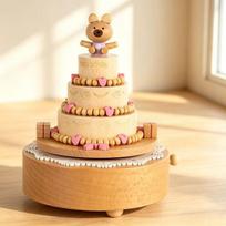 Wooden Music Box DIY Craft Kit Kids Birthday Gift Handmade Rotating Carousel Christmas Decor Bear Birthday Egg Gift Box