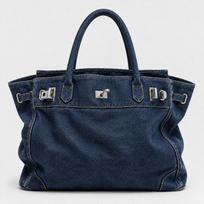 Vintažinė džinsinė pirkinių rankinė moterims, didelės talpos, darbui, kelionėms, peties rankinė su užtrauktuku, vidinėmis kišenėmis Dark Blue Denim black