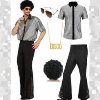 Men's Retro Shiny Costume Suit with Vintage for Performance Dance Party XL sidabras