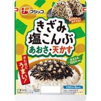 Fujicco Kizami Shio Kombu Salted Kelp Shreds with Aosa Seaweed and Tempura Bits, Japanese Furikake Rice Seasoning, Great for Onigiri Rice Balls yellow