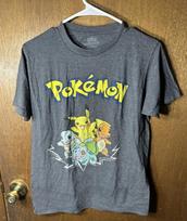 NEW HOT Pokemon T shirt Pikachu Charmander Squirtle Bulbasaur Anime Cartoon 3XL gray