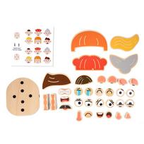 Character Face-Changing 3D Puzzle Toy Montessori Benefits Intelligent Character Animal Wooden Face-Changing Block Challenge beige