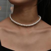 Aihua 4/6/8/10/14mm Elegantiški dirbtinių perlų karoliukų Choker kaklo papuošalai apykaklė moterims Vestuvių nuotakos vakarėlio papuošalai dovanos brown