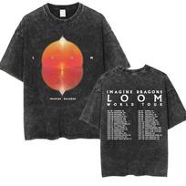 Imagine Dragons Band Loom Tour New Album T Shirts Men Women Fashion Hip Hop Style Retro Washed T-shirt Loose Short Sleeve S juoda