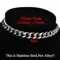 Men's Thick Cuban Link Choker Necklaces Male Silver Color Stainless Steel Rapper Neck Chains for Women Men Hip Hop Jewelry Gift gray