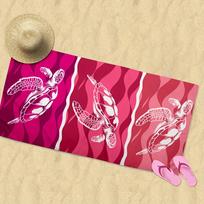 Custom Sea Turtle Beach Towel Pink Wave Pattern 160x80cm Microfiber Bath Towels All Season Soft Absorbent Blanket 80x160cm(31.5x63in)