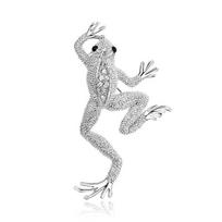 9 Styles Green Frog Enamel Brooch Vintage Crystal Frog Animal Brooches Badge Pop Culture Lapel pin Frog Jewelry gift for Friends white