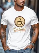 Certified Barista Coffee Cup Graphic Print Mens Crew Neck Short Sleeve Casual Basic Summer Dail XXXXL gray