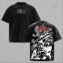 JoJo's Bizarre Adventure Anime T-shirt For Men's Clothing Vintage Washed Oversized T Shirt Short Sleeve Pure Polyester Tees Tops S juoda