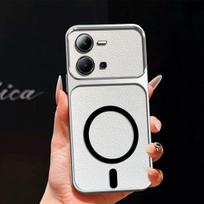 Metallic Finish Magnetic TPU Phone Case for Vivo Y35 Shockproof Matte Soft Cover Vivo Y35 4G gray