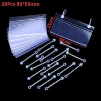 Price Tag Holders 20Pcs Clear Waterproof PVC Label Display Holders for Supermarket Shelves Office File Classification 20Pcs 8CM blue
