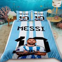 Duvet Covers stylish Messi-print bedding set includes a duvet cover and comforter, suitable for teenagers, children EU Single 135*200cm/53x79in 3pcs white
