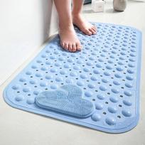 1pc PVC Non-slip Shower Mat with Suction Cups  Drain Holes, Massage Shower Rug Bathroom Mat Bathtub Mat Bath Rugs, 15.7x27.5in 400MMx700MM gray