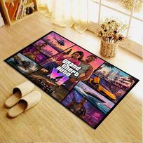 GTA Game Carpet Rug for Living Room Bedroom Home Sofa Decoration,Kids play Non-slip Floor Mat 40x60cm( 15x23in ) brown
