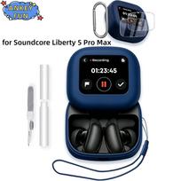 Case for Anker Soundcore Liberty 5 Pro Max Bluetooth Earphones Silicone Protective Case with Nylon Lanyard and Protective Film mėlyna