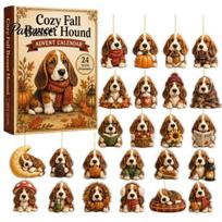 Christmas Countdown Gift 2026 Dog Advent Calendar, 24-Days Calendar with 24 Festive Puppy Cute Decorations Ornament, 2D Acrylic Cartoon Pendants B beige
