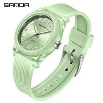 SANDA Top Brand Model 6277 New Transparent Case Children's Quartz Watch Waterproof Luminous Hand Leisure Fashion Student Watches beige