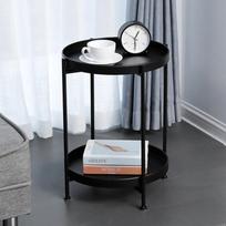 Nordic Iron Balcony Bedside Round Coffee Table - Small Apartment Sofa Side Table Simple Desk. juoda