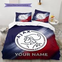 Custom Name Ajax Amsterdam3 Pattern Bedding Quilt Set  Home Decoration  Gift (1 * duvet cover + 2 * pillowcase  without core) 135x200cm white