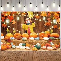 Autumn Fall Maple Leaves Photography Backdrop Child Party Glitter Road Harvest Pumpkin Forest Decor Background Props13 90.6x70.8inch/230*180cm