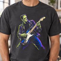 Frankenstein playing Guitar Shirt, Funny Frankenstein Shirt, Popular Halloween Shirt, Funny Halloween, Trendy Halloween L gray