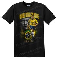 Roberto Carlos Brazilijos Futbolo Marškinėliai Legendos Veiksmo Portretas T-shirt su Brazilija XXXL brown