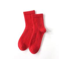 100% Pure Cashmere Socks Mid-Calf Warm Breathable Odor-Resistant Men Women Winter Red red