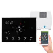 Programuojamas išmanusis skaitmeninis termostatas kambario temperatūros valdiklis su LED jutikliniu ekranu WiFi for electric heating with WiFi juoda