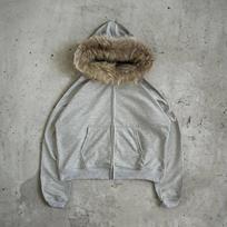 Y2K Užsegamas gobtuvas su dirbtinio kailio apykakle Harajuku Rokas Gotas Viršus Retro Panko Laisva Striukė Hip Hop Gatvės Mada Užtrauktuku Užsegamas Gobtuvas Džemperis S pilka