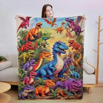 Išskirtinis flanelinis dinozaurų pledas - Skaitmeninis spaudinys ir oro kondicionieriaus uždangalas 150x130 cm beige