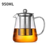 1 vnt. Stikinis arbatinukas Karščiui atsparus borosilikatinis skaidrus arbatinukas su nuimamu nerūdijančio plieno infuzoriumi Virdulys Kung Fu arbatos rinkinys 950ml gray
