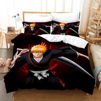 NAUJAS Bleach Academia Anime Antklodės Užvalkalų Rinkinys Su Pagalvių Užvalkalais Poliesterio Paaugliams Vaikams Lovos Patalynės Rinkinys Pilno Queen King Dydžio Lovos Patalynė EU single(135x200cm) black