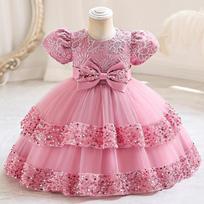 Pirmasis vaiko gimtadienis Princesės suknelė - Pūstučio torto vakarėlio suknelė 80 cm pink