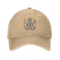 Frog Skeleton Baseball Caps Snapback Washed Denim Hats Outdoor Adjustable Casquette Streetwear Baseball Cowboy Hat for Unisex Adjustable beige