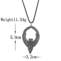Game Bloodborne Necklace Game Props Two Headed Eagle Wheels Two Crescent Moons Pendant Necklace For Women Men Jewelry Charm Gift gray