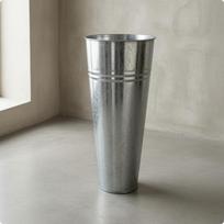 Cinkuotas gėlių konteineris Skardinis kūgio formos metalinis kibiras Sidabrinė vaza H40-d17cm Embossed gray