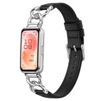 Metal‑Chain PU‑Leather Watch Band For Huawei Band 11 /11 Pro /11 Pro NFC For Huawei Band 11 Pro / 11 Pro NFC / 11 beige